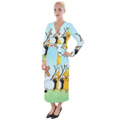 Adventure Time Finn And Jake Cartoon Network Parody Velvet Maxi Wrap Dress by Sarkoni