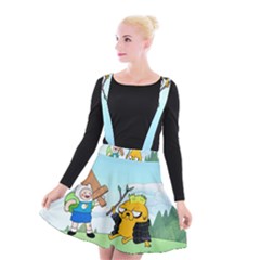 Adventure Time Finn And Jake Cartoon Network Parody Suspender Skater Skirt by Sarkoni