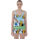 Adventure Time Finn And Jake Cartoon Network Parody Tie Front Two Piece Tankini View1