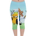 Adventure Time Finn And Jake Cartoon Network Parody Velvet Capri Leggings  View1