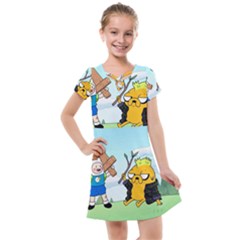 Adventure Time Finn And Jake Cartoon Network Parody Kids  Cross Web Dress by Sarkoni