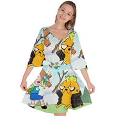 Adventure Time Finn And Jake Cartoon Network Parody Velour Kimono Dress by Sarkoni