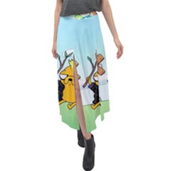 Adventure Time Finn And Jake Cartoon Network Parody Velour Split Maxi Skirt by Sarkoni