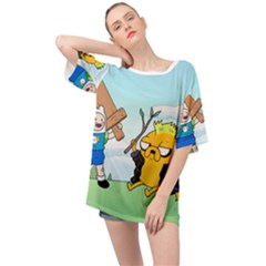 Adventure Time Finn And Jake Cartoon Network Parody Oversized Chiffon Top by Sarkoni