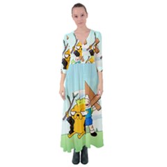 Adventure Time Finn And Jake Cartoon Network Parody Button Up Maxi Dress by Sarkoni