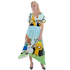 Adventure Time Finn And Jake Cartoon Network Parody Cross Front Sharkbite Hem Maxi Dress by Sarkoni