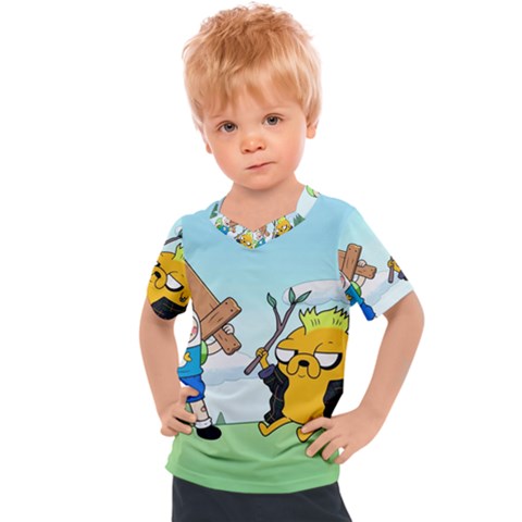 Adventure Time Finn And Jake Cartoon Network Parody Kids  Sports T-shirt by Sarkoni