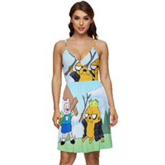 Adventure Time Finn And Jake Cartoon Network Parody V-neck Pocket Summer Dress  by Sarkoni