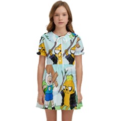 Adventure Time Finn And Jake Cartoon Network Parody Kids  Sweet Collar Dress by Sarkoni