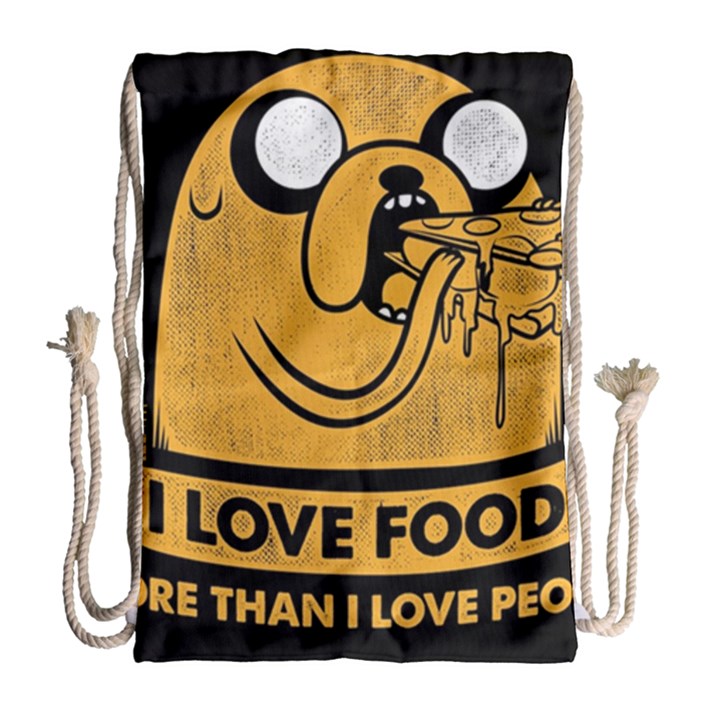 Adventure Time Jake  I Love Food Drawstring Bag (Large)