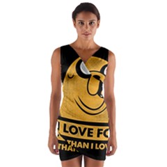 Adventure Time Jake  I Love Food Wrap Front Bodycon Dress by Sarkoni