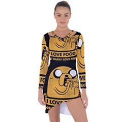 Adventure Time Jake  I Love Food Asymmetric Cut-out Shift Dress by Sarkoni