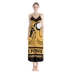 Adventure Time Jake  I Love Food Button Up Chiffon Maxi Dress by Sarkoni