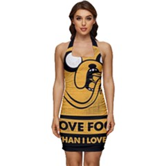 Adventure Time Jake  I Love Food Sleeveless Wide Square Neckline Ruched Bodycon Dress by Sarkoni