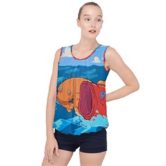 Adventure Time Fish Landscape Bubble Hem Chiffon Tank Top by Sarkoni