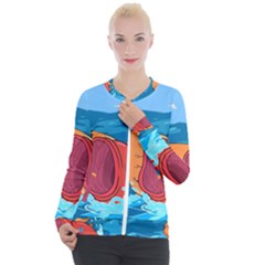 Adventure Time Fish Landscape Casual Zip Up Jacket by Sarkoni