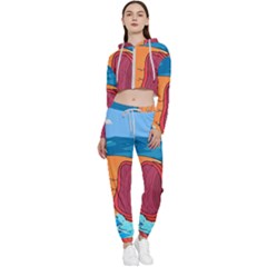 Adventure Time Fish Landscape Cropped Zip Up Lounge Set by Sarkoni