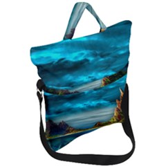 Artistic Fantasy Psychedelic Fold Over Handle Tote Bag by Sarkoni