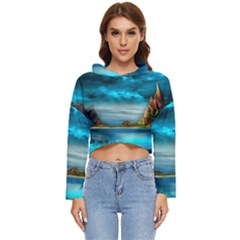 Artistic Fantasy Psychedelic Women s Lightweight Cropped Hoodie