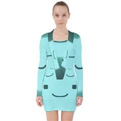 Adventure Time Bmo V-neck Bodycon Long Sleeve Dress by Sarkoni