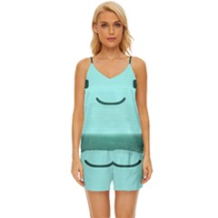 Adventure Time Bmo V-neck Satin Pajamas Set by Sarkoni