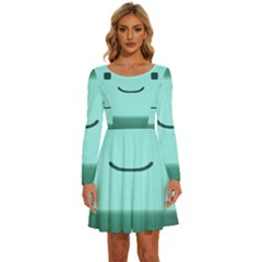 Adventure Time Bmo Long Sleeve Wide Neck Velvet Dress by Sarkoni