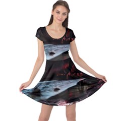 Artistic Creepy Dark Evil Fantasy Halloween Horror Psychedelic Scary Spooky Cap Sleeve Dress by Sarkoni