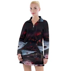 Artistic Creepy Dark Evil Fantasy Halloween Horror Psychedelic Scary Spooky Women s Long Sleeve Casual Dress by Sarkoni