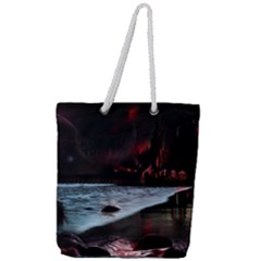 Artistic Creepy Dark Evil Fantasy Halloween Horror Psychedelic Scary Spooky Full Print Rope Handle Tote (large) by Sarkoni