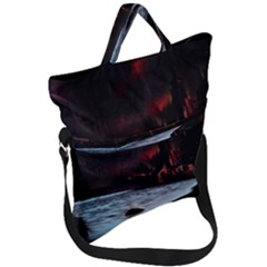 Artistic Creepy Dark Evil Fantasy Halloween Horror Psychedelic Scary Spooky Fold Over Handle Tote Bag by Sarkoni