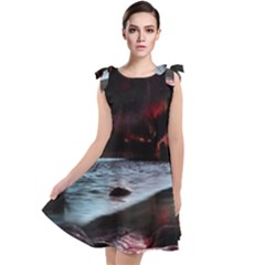 Artistic Creepy Dark Evil Fantasy Halloween Horror Psychedelic Scary Spooky Tie Up Tunic Dress by Sarkoni