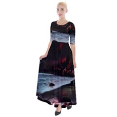 Artistic Creepy Dark Evil Fantasy Halloween Horror Psychedelic Scary Spooky Half Sleeves Maxi Dress by Sarkoni