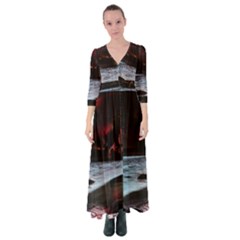 Artistic Creepy Dark Evil Fantasy Halloween Horror Psychedelic Scary Spooky Button Up Maxi Dress by Sarkoni