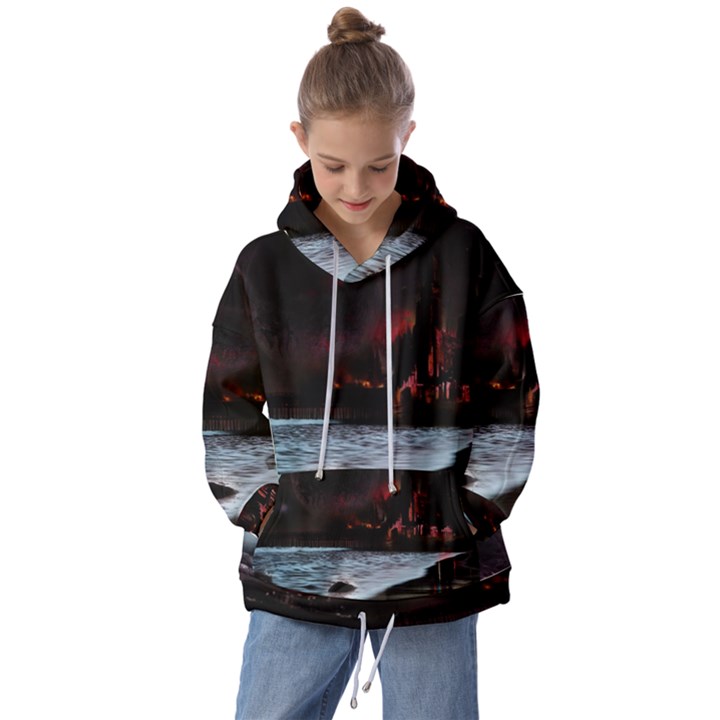 Artistic Creepy Dark Evil Fantasy Halloween Horror Psychedelic Scary Spooky Kids  Oversized Hoodie