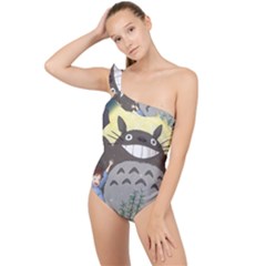 Illustration Anime Cartoon My Neighbor Totoro Frilly One Shoulder Swimsuit by Sarkoni