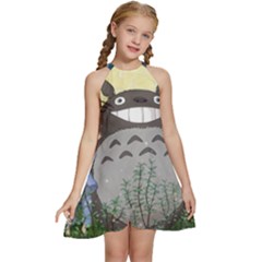 Illustration Anime Cartoon My Neighbor Totoro Kids  Halter Collar Waist Tie Chiffon Dress by Sarkoni