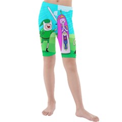 Adventure Time The Legend Of Zelda Parody Kids  Mid Length Swim Shorts by Sarkoni