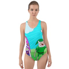 Adventure Time The Legend Of Zelda Parody Cut-out Back One Piece Swimsuit by Sarkoni