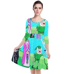 Adventure Time The Legend Of Zelda Parody Quarter Sleeve Waist Band Dress by Sarkoni