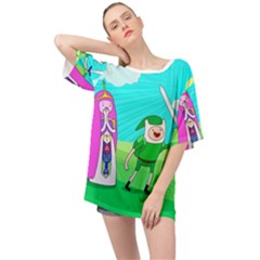 Adventure Time The Legend Of Zelda Parody Oversized Chiffon Top by Sarkoni