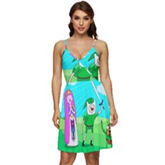 Adventure Time The Legend Of Zelda Parody V-neck Pocket Summer Dress  by Sarkoni