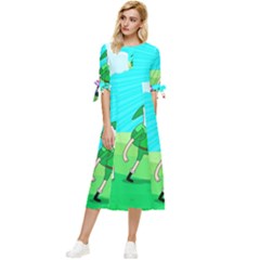 Adventure Time The Legend Of Zelda Parody Bow Sleeve Chiffon Midi Dress by Sarkoni