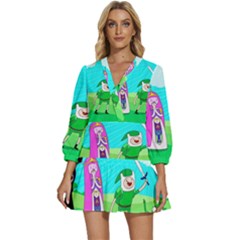 Adventure Time The Legend Of Zelda Parody V-neck Placket Mini Dress by Sarkoni