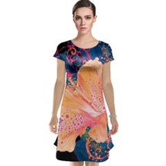 Abstract Art Artistic Bright Colors Contrast Flower Nature Petals Psychedelic Cap Sleeve Nightdress by Sarkoni