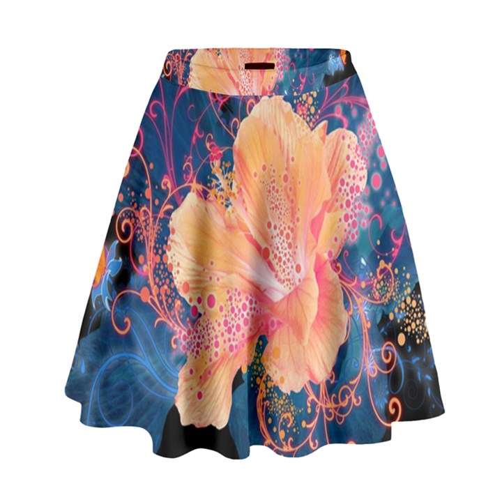 Abstract Art Artistic Bright Colors Contrast Flower Nature Petals Psychedelic High Waist Skirt