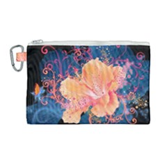 Abstract Art Artistic Bright Colors Contrast Flower Nature Petals Psychedelic Canvas Cosmetic Bag (large) by Sarkoni