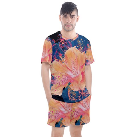 Abstract Art Artistic Bright Colors Contrast Flower Nature Petals Psychedelic Men s Mesh T-shirt And Shorts Set by Sarkoni