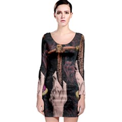 Jujutsu Kaisen Heart Design Heart Psychedelic Anime Hands Long Sleeve Bodycon Dress