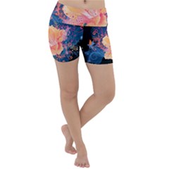 Abstract Art Artistic Bright Colors Contrast Flower Nature Petals Psychedelic Lightweight Velour Yoga Shorts by Sarkoni