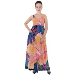 Abstract Art Artistic Bright Colors Contrast Flower Nature Petals Psychedelic Empire Waist Velour Maxi Dress by Sarkoni